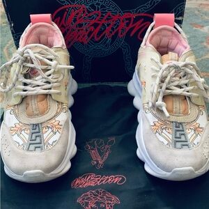 Versace Cream and Pink Sneakers